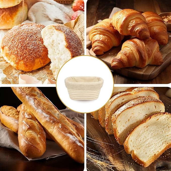 Bread Basket Liner Cloth 6 PCS 10 Inch Oval Bread Proofing Basket Cloth Liner Natural Rattan Banneton Basket Liner Proofing Cloth Sourdough Baking Dough Proofing Basket Cover for Home Baking Supplies