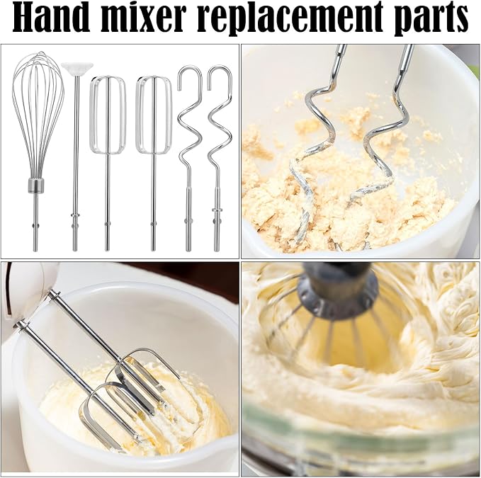 Hand Mixer Beaters Attachment Set, 2 Beaters 1 Egg Whisk 2 Dough Hooks and 1 Blending Rod Replacement Compatible with KHM3 KHM5 KHM7210 KHM7 KHM512 KHM9 KHM312 KHM926 KHM920 KHM53 & KHM720