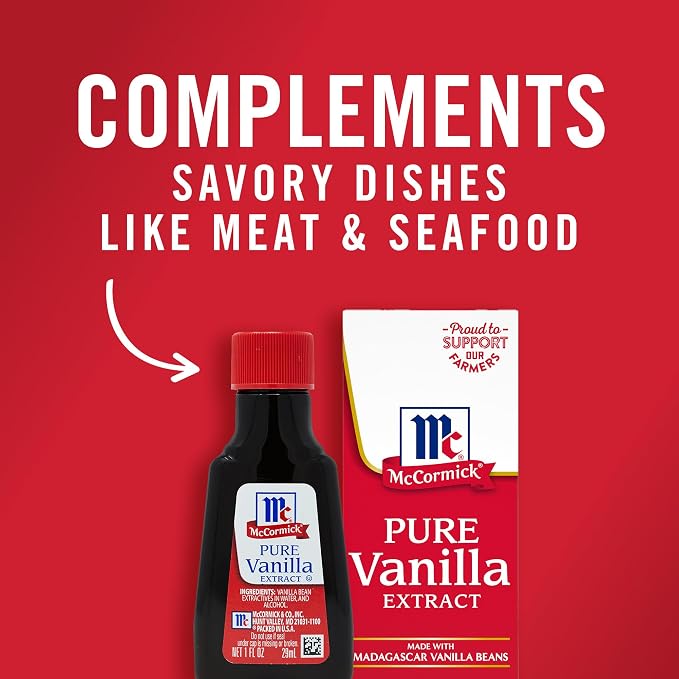 McCormick Vanilla Extract, Pure, No Corn Syrup, Gluten Free, Rich, Sweet Flavor and Aroma for Baking and Savory Dishes, 1 fl oz