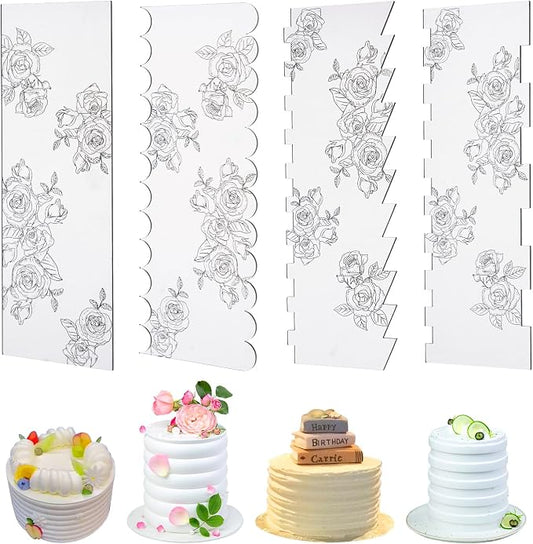 KALAIEN Cake Scraper 10 Pieces Acrylic Cake Smoother, Icing Smoother Cake Frosting Comb Scraper for Cake Decoration