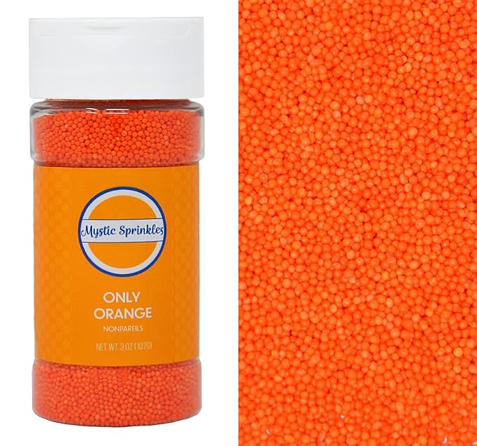 Mystic Sprinkles Solid Color Nonpareils 3.8oz Bottle (Only Orange)