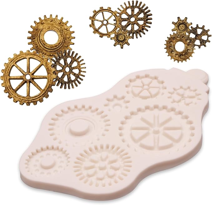 Steampunk Gear Silicone Fondant Molds Compass Cogs Gears Chocolate Fondant Molds for Cake Decorating Cupcake Toppers Sugarcraft Baking Resin