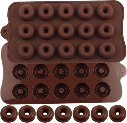 15 Cavity Donut Shaped Silicone Candy Molds For Chocolate Candy Set Of 2