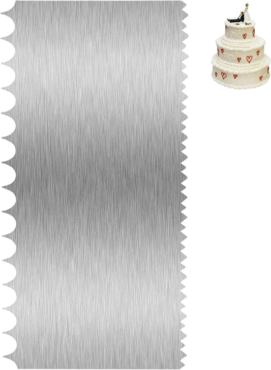 Cake Scraper Smoother Cake Decorating Supplies Kit 8.6 Inch Metal Bench Scraper for Baking Buttercream Smoother Stainless Steel Frosting Cake Comb Edge Side Jagged Comb for Cream Cake-4