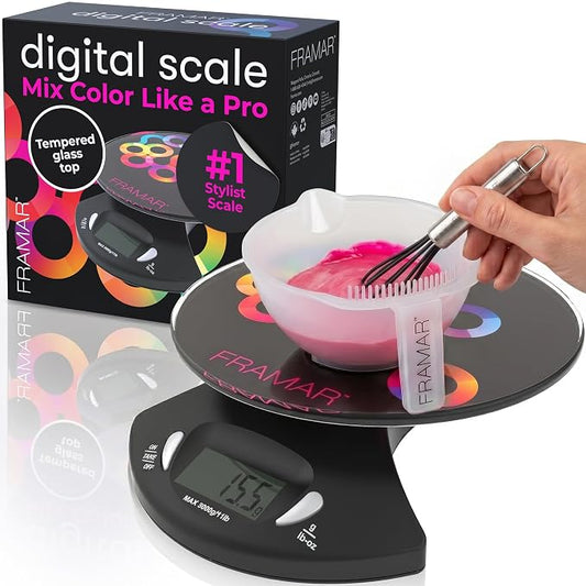 FRAMAR Hair Color Scale for Hair Salon - Digital Scale for Hair Color, for Kitchen, Food, Stylist, Easy to Clean, Accurate - Elegant Black