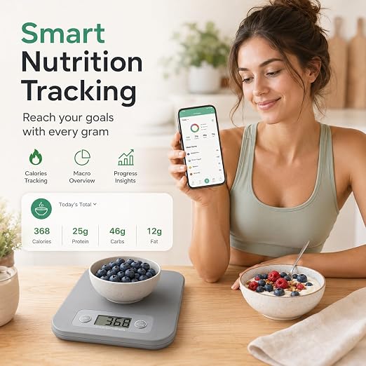 URAMAZ Smart Food Scale with Nutritional Calculator, Digital Kitchen Scale with Bluetooth App for Weight Loss, Food Weight Scale for Diet, Keto, Macro, Calories Counting, Tracking, 11lb