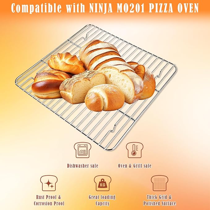 Stainless Steel Cooling & Baking Racks – Cookie Oven Rack & Bakers Rack for Kitchen, Home Baking, Cooking, Parties, Cookie,Dishwasher Safe, Compatible with Ninja MO201