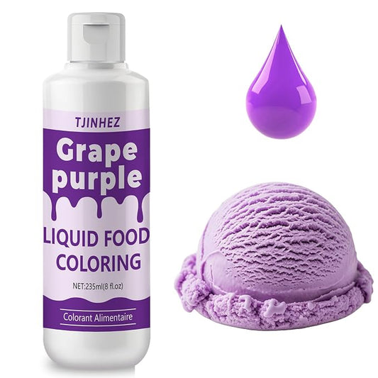 Food Coloring Liquid - Vibrant Concentrated Edible Food Dye for Baking, Cake Decorating & Icing - Tasteless Food Dye for Fondant, Easter Eggs, Macarons, Slime Coloring & DIY Crafts (Grape Purple, 8 Fl.oz)