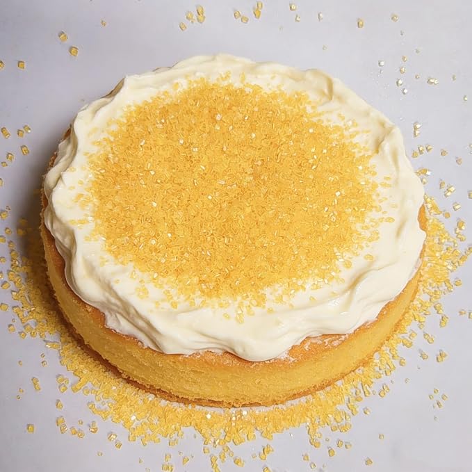 HeDeon&Rles Edible Yellow Sanding Sugar Crystals for Baking 120g/4.23oz Sparkling Sugar Crystals Cake Cupcake Pancake Ice Cream Top Birthday Wedding Easter Halloween ChristmasCake Decoration