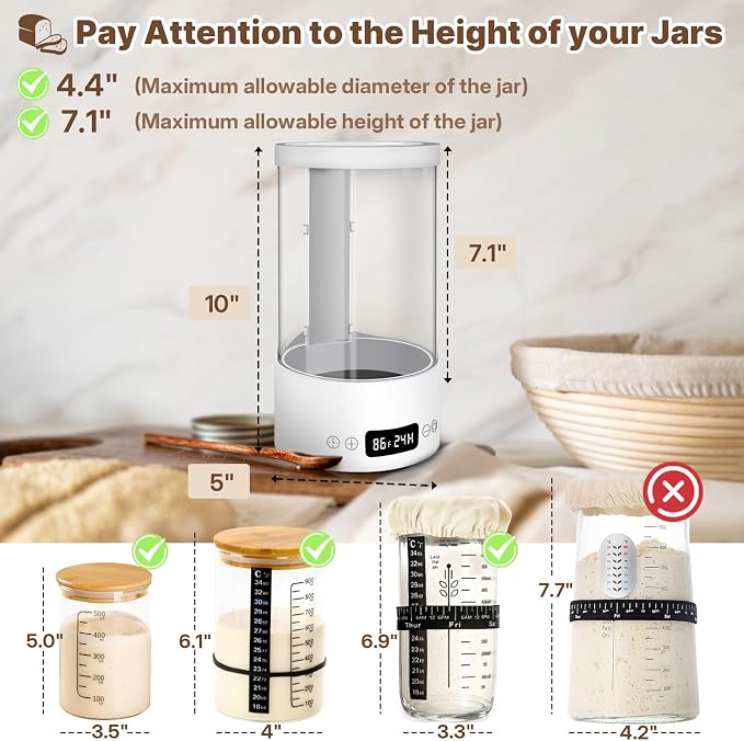 Sourdough Starter Warmer Home Incubator - Upgraded Sour Dough Warmer Box with Double Heating Plates and Warming Dome, 70-100°F Precise 1°F Thermostat, 24H Timer Fermentation Sourdough Heater Mat Tool