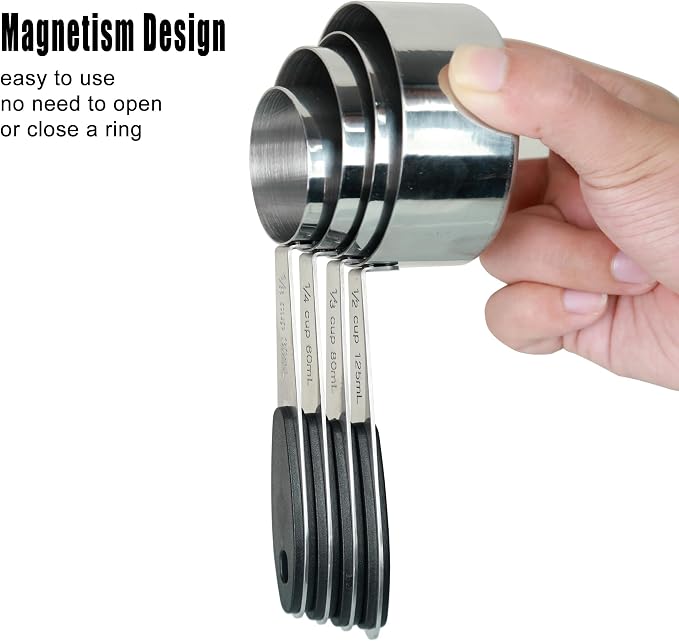 DOTINGHUX 1/8 Cup Magnetic Grips Stainless Steel Measuring Cup -1PCS