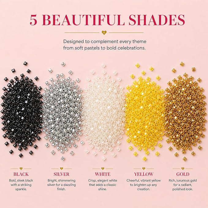 Confect Sparkling Sugar Sprinkle Mix – Edible Black, Silver, White, Yellow & Champagne Gold Sugar Crystals – Decorative Baking Toppings for Cakes, Cupcakes & Cookies – Vegan, Gluten-Free, Nut-Free, Soy-Free, Dairy-Free, Palm Oil-Free -Dye-Free-5 Oz