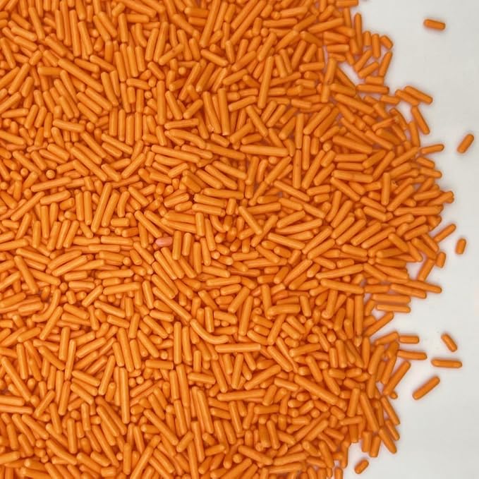 Sentovac Edible Orange Jimmies Sprinkles for Cake Decorating | Cupcake and Ice Cream Toppers Cake Decorations | Soft Jimmies Sprinkles for Baking | 1 Bottle 2.75oz Cookie Decorating Celebrations Wedding Shower Party Chirstmas Supplies