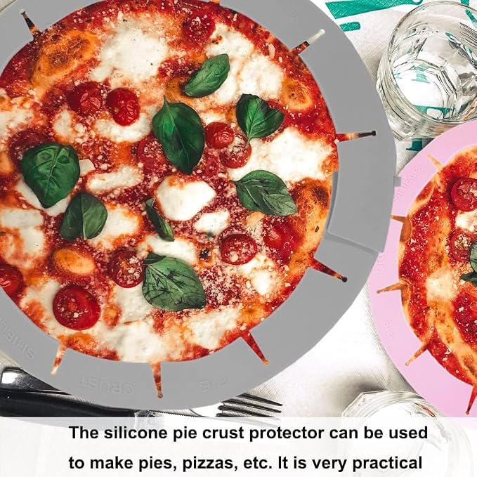 Adjustable Pie Crust Shield Protector Pie Edge Protector Tools Round Silicone Baking Cake Pizza Cover BPA-Free for Halloween Christmas Baking, Fits 8-11.5 Inches Pie