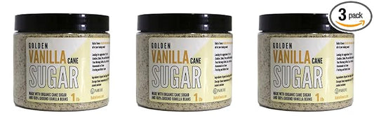Bakto Flavors Golden Vanilla Cane Sugar - Pack of 3 (1 lb Jars)