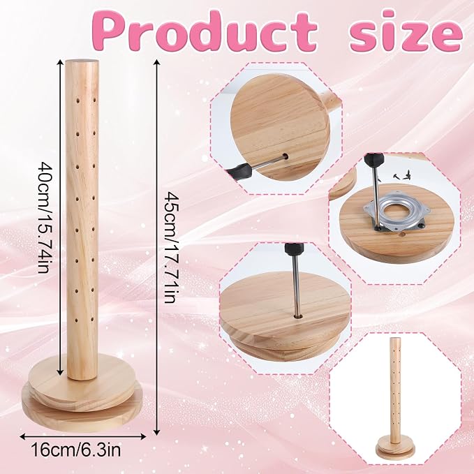 Wood Cake Pop Holder 48 Holes with Rotation Base,17.7“ Tall Cake Pop Stand for Dessert Table Display,Lollipop Holder for Wedding Birthday Baby Shower Parties Anniversaries