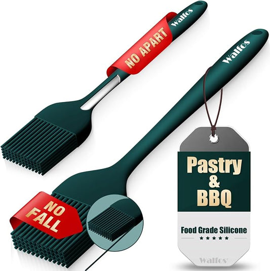 Walfos 600℉ Heat Resistasnt Basting Brush, BPA Free Silicone Pastry Brushes for Cooking, Spread Oil Butter Sauce for Baking Kitchen BBQ Grill, Dishwasher Safe, 2 Size (Large and Samll)