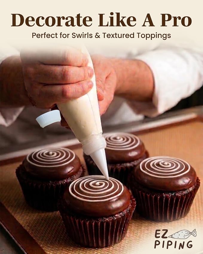 Reusable Plastic Piping Tips - Standard Size Round Tip #2 100 Pack with 2 Couplers Icing Nozzles for Cake Decoration Dessert Design Baking Supplies and Piping Bags Base Ø 0.75", Height 1.25"