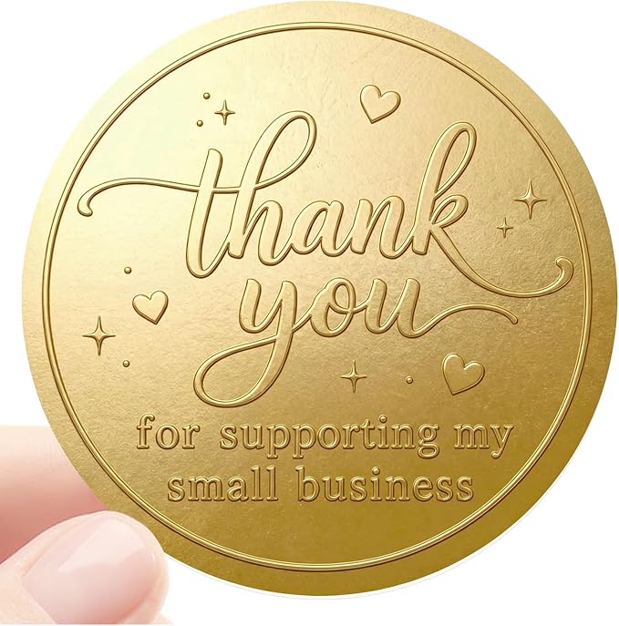100PCS Thank You for Supporting My Small Business Stickers,Matt Gold Foil Labels for Boutique Packaging, Bakery Boxes, Dessert Treat Bags, Shipping Mailers, Handmade Sellers & Small Shops.1.6 inch