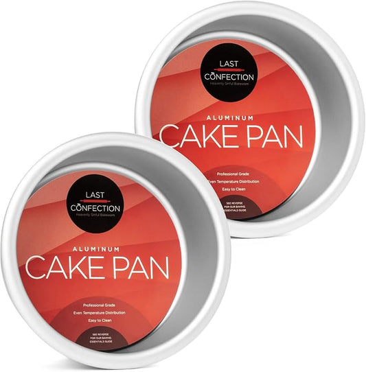 Last Confection 4 x 2 Inch Round Cake Pans, Set of 2 Anodized Aluminum Cake Pans Baking Tins