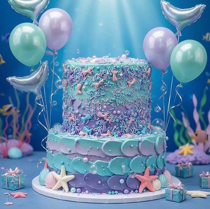 Manvscakes Sprinkles- Edible Cake and Cupcake Sprinkles with Assorted Shapes and Sizes for Parties, Blue pink and purple Mix for Cookies, Ice Cream, Cake and Cupcake Decorating, 4 oz (Mermaid)