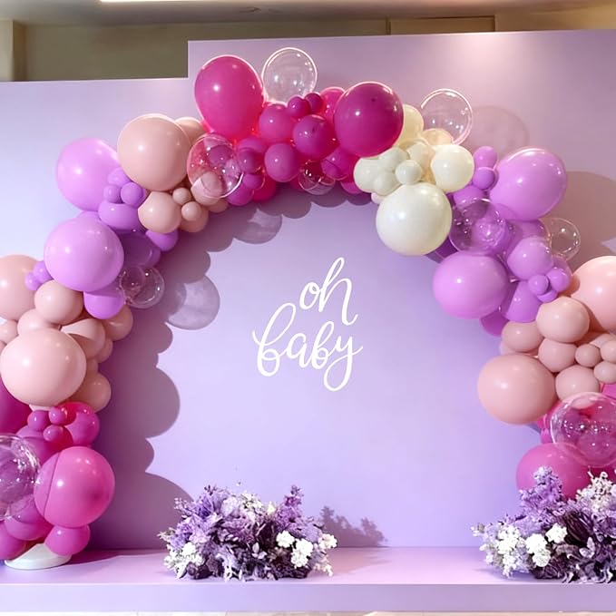 MEBAY Red Pink Purple White Balloon Arch Kit, 166Pcs Dusty Pink Balloons Garland for Girl Women Wedding Engagement Anniversary Birthday Bridal Baby Shower Party Decorations