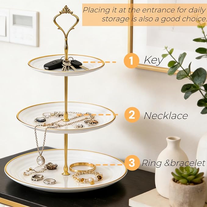 Goaste 3 Pack Tiered Cupcake Stand, Plastic Cupcake Stand Tower, 3 Tier Round Shape Dessert Serving Tray, White Cookie Candy Buffet Stand for Tea Party, Baby Shower, Wedding, Birthday, Christmas