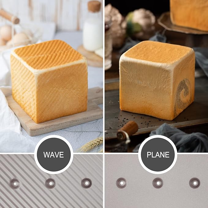 CHEFMADE Mini Pullman Loaf Pan with Lid, 0.66Lb Dough Capacity Non-Stick Rectangle Corrugated Toast Box for Oven Baking 2.8" x 8.3"x 2.7"(Champagne Gold)