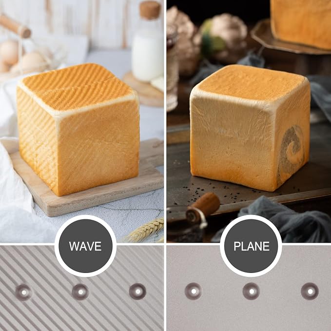 CHEFMADE Mini Pullman Loaf Pan with Lid, 0.55Lb Dough Capacity Non-Stick Rectangle Flat Toast Box for Oven Baking 4" x 4"x 3.9"(Champagne Gold)