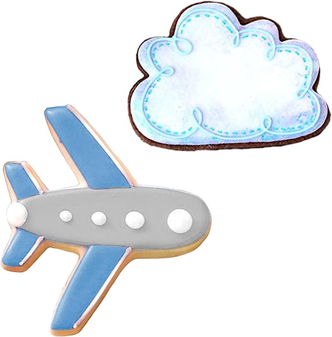 Ann Clark Air Travel and Flying Cookie Cutters 2-Pc Set (Airplane, Cloud) Made in USA