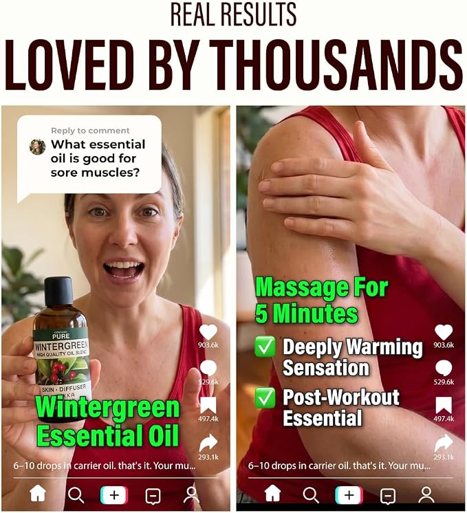 100% Pure Wintergreen Oil - 3.40 Fl Oz Wintergreen Essential Oil for Hair, Skin, Diffuser, Aromatherapy & DIY Soap Making Scent