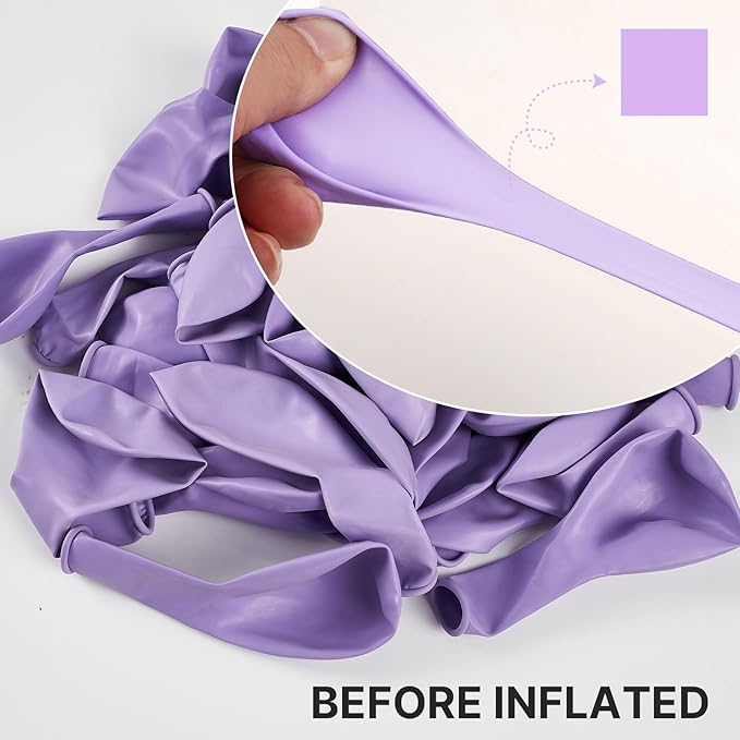 PartyWoo Lavender Balloons 100pcs Different Sizes Pack of 18 12 10 5 Inch Light Pastel Purple Lilac Balloon Arch Kit for Baby Shower Bachelorette Fairy Birthday Princess Party Decorations Purple-Q10