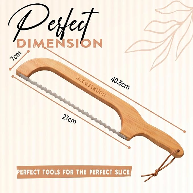 Bread Slicer For Homemade Bread, Sourdough Knife, Bow Design, Scoring tools, Dough Cutter, Baguette, Cake Sliced, Sour Dough, Loaf, Manual Slice, Left and Right-Handed Knives Perfect Rounds 16 Inch.