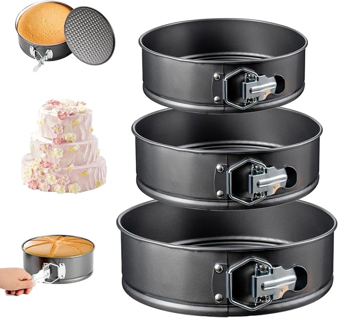 Springform Pan Set, 7 8 9 Inch Leakproof Cheesecake Pans | Premium nonstick carbon steel; Leak-resistant design; Ideal for cheesecake, mousse and layer cakes