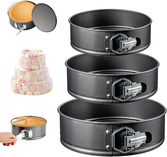 Springform Pan Set, 7 8 9 Inch Leakproof Cheesecake Pans | Premium nonstick carbon steel; Leak-resistant design; Ideal for cheesecake, mousse and layer cakes