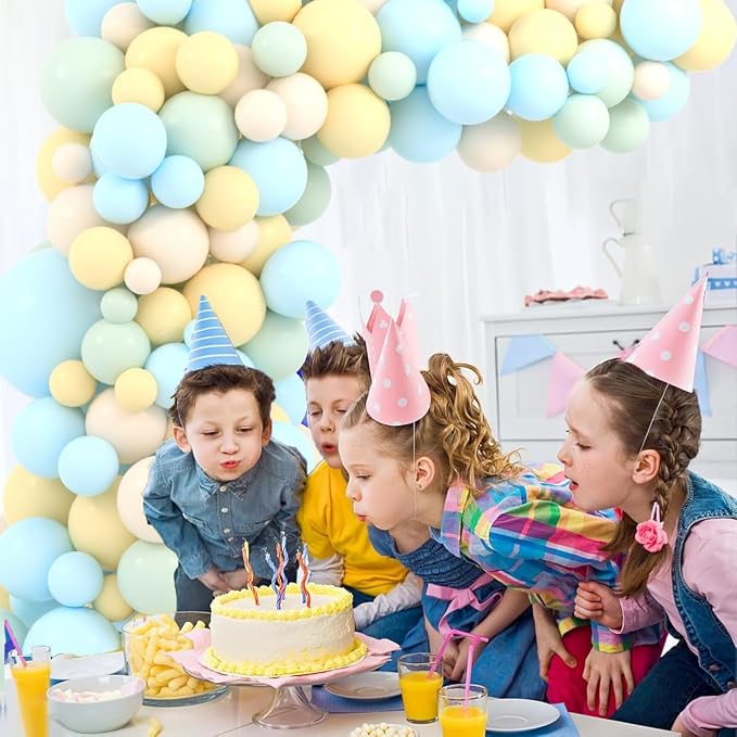 Pastel Blue and Yellow Balloon Arch Kit - Pastel Yellow Macaron Baby Blue Balloon Macaron Green Cream Peach Balloon Arch Kit for Birthday Wedding Baby Shower Bee Bear Theme Party Decorations