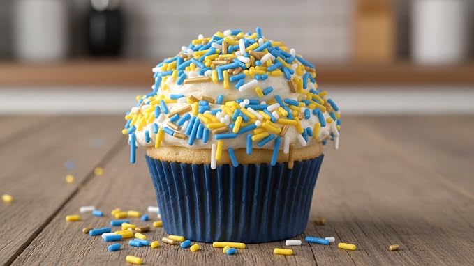 NCS Los Angeles Game Day Gold, Yellow, Blue & White Jimmies Edible Sprinkles – Cupcake, Cake & Cookie Decorations, 7 oz