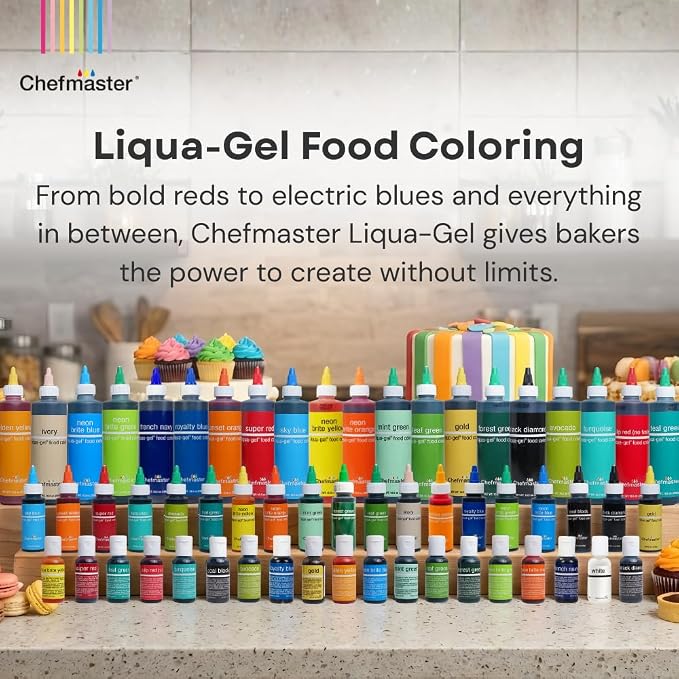 Chefmaster Georgia Peach Liqua-Gel® Food Coloring | Vibrant Color | Professional-Grade Dye for Icing, Frosting, Fondant | Baking & Decorating | Fade-Resistant | Easy-to-Use | Made in USA | 2.3 oz
