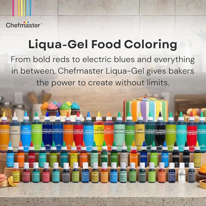 Chefmaster Sunset Orange Liqua-Gel® Food Coloring | Vibrant Color | Professional-Grade Dye for Icing, Frosting, Fondant | Baking & Decorating | Fade-Resistant | Easy-to-Use | Made in USA | 2.3 oz