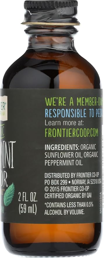 Frontier Co-op Peppermint Flavor, 2 Ounce Glass Jar, Non-Alcoholic, Great for Baking, Coffee and More