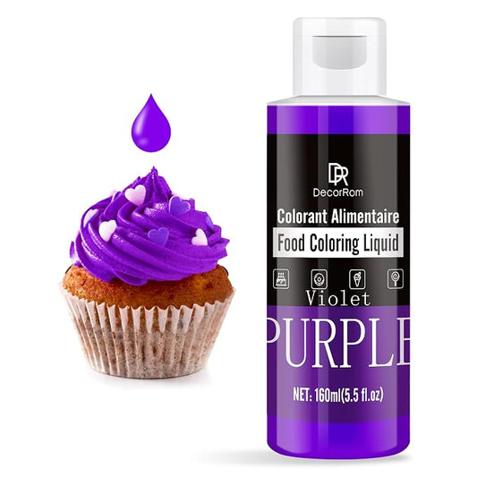 Purple Food Coloring Liquid - Vibrant Liquid Icing Food Coloring Set for Baking, Cake Decorating, Easter Egg, Airbrush - Tasteless Food Dye for Fondant, Slime, DIY Crafts - 5.5 Fl.oz / 160ml Each