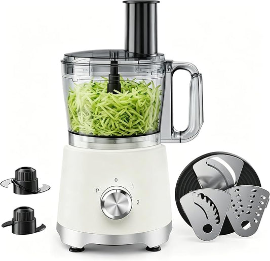 Simple Deluxe Food Processor 10.5 Cup, Multi-Functional Vegetable Choppers Food Grinder with Slicing Shredding Chopping Kneading, Suitable for Smoothie Fruit Dough, 2.6QT, White