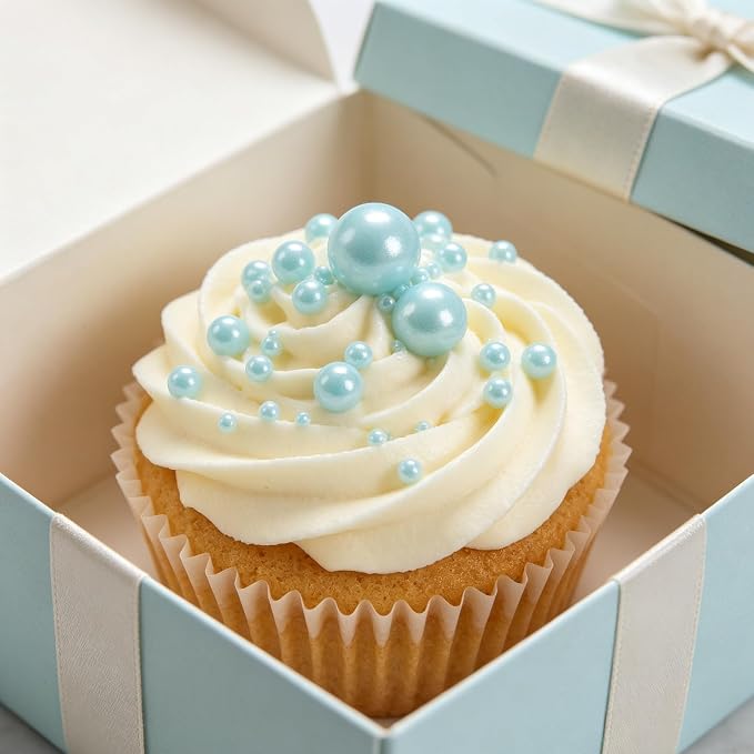 Zali Edible Pearl Sprinkles, Sky Blue, 26 Colors Mixed Size | Sugar Pearls, For Cakes, Cupcakes, Cookies, Donuts & Ice Cream, Gluten Free, Food Grade, Wedding & Festival Decoration
