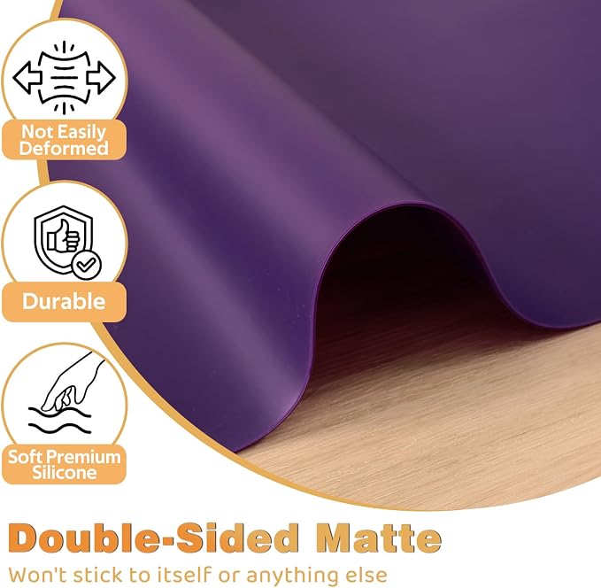 49.2" x 15.7" Large Silicone Mat for Kitchen Counter Protector, Cuttable Silicon Countertop Protector Mat Heat Resistant Mats for Countertop, Cut to Fit Placemat Ship Roll by Foepoge, Purple