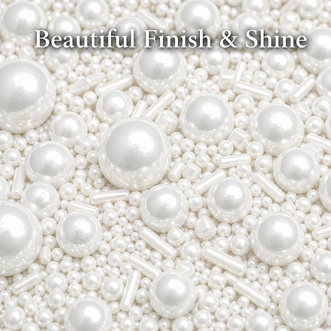 Confect White Pearl Christmas Sprinkles – Frozen & Earthday Sprinkles – Edible Cake Topping for Cupcakes, Cookies, Desserts – Celebration Baking Decoration – Vegan, Gluten-Free, Nut-Free, Soy-Free, Dairy-Free , Handcrafted Sprinkle – 5 Oz