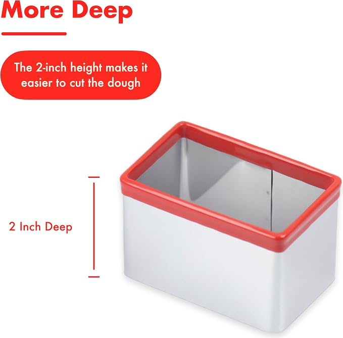 Large Rectangle Cookie Cutter 5 inch, Food-Grade Stainless Steel, Metal Biscuit Cutter, Sandwich Cutter Shapes for Kids