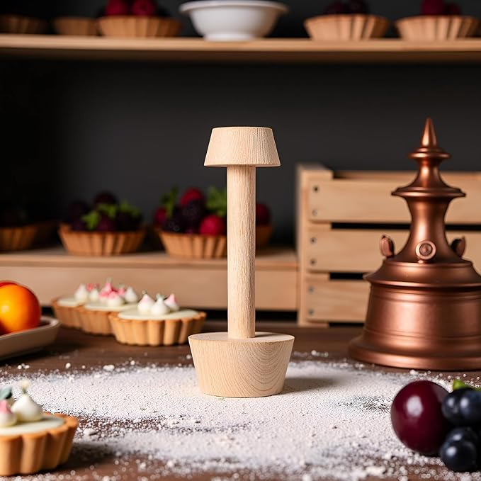 Wooden Tart Tamper, Double Side Pie Pastry Dough Tamper, Egg Tart Pan Mold DIY Cake Pastry Baking Tool for Mini Egg Tart, Cheesecakes, Pasta and Dessert Baking