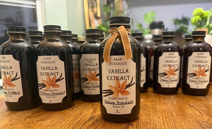 40 Pcs Vanilla Extract Labels 2 * 3 Inch Handmade Stickers for Homemade Honeys or Extracts, Handcrafted Bottles, Bottle Label