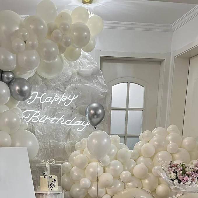 Voircoloria 105pcs Ivory Balloons 12inch Party Latex Balloons for Boys Girls Birthday Baby Shower Gender Reveal Wedding Sunflower Party Decorations