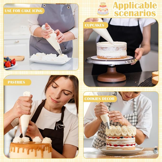 Hushee 1000 Pcs Disposable Piping Bags 10 Inch Thick Tipless Pastry Bags Bulk Non Slip Icing Frosting Bag for Cake Decorating Cookies Royal Icing Baking Supplies